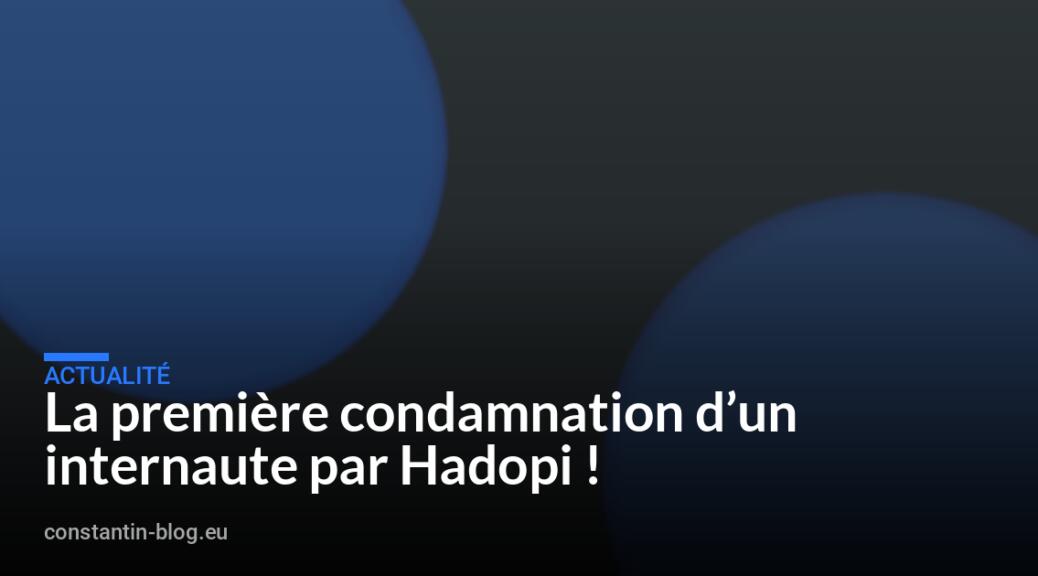 La premi&egrave;re condamnation d&rsquo;un internaute par Hadopi !