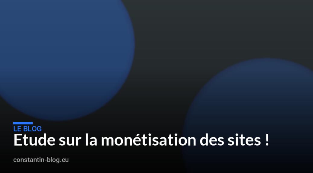 Etude sur la mon&eacute;tisation des sites !