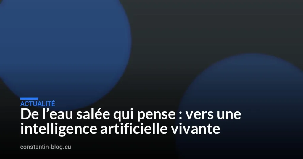 De l’eau salée qui pense : vers une intelligence artificielle vivante